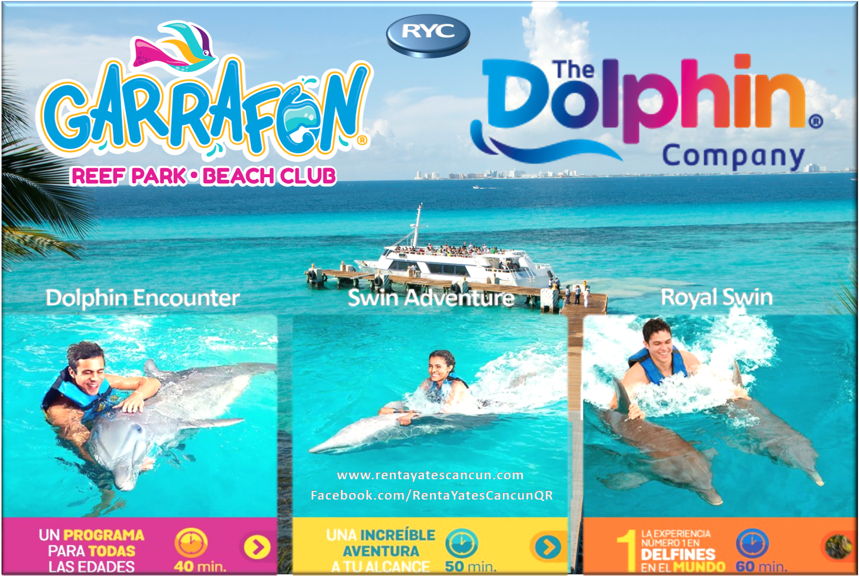 Parque Garrafón en Isla Mujeres más Experiencia con Delfines